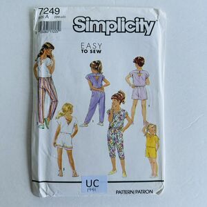 Simplicity Sewing Pattern Girls Top Pants Shorts Capris 7249 Size S-L UNCUT